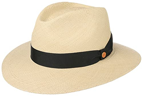 Mayser Tarbes Panamahut Strohhut Sommerhut Sonnenhut Panamastrohhut Herren - Made in The EU mit Ripsband, Ripsband Sommer Frühling-Sommer - 61 cm Natur