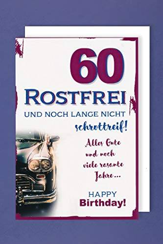 AvanCarte 60 Geburtstag Karte Grußkarte Rostfrei Oldtimer 16x11cm