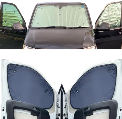 Thermal Blinds Compatible With VW Transporter T5.1 (Years 2010-2015) (Full Set SWB With Barn Doors) With Backing Colour in Navy, Reversible