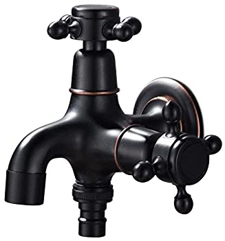 GaoHX Garten Wasserhahn, Doppel Auslaufhahn 1/2 Zoll, Garten Wasserhahn im Antik-Stil aus Kupfer, Wasserhahn für Garten Waschmaschine (Color : C)