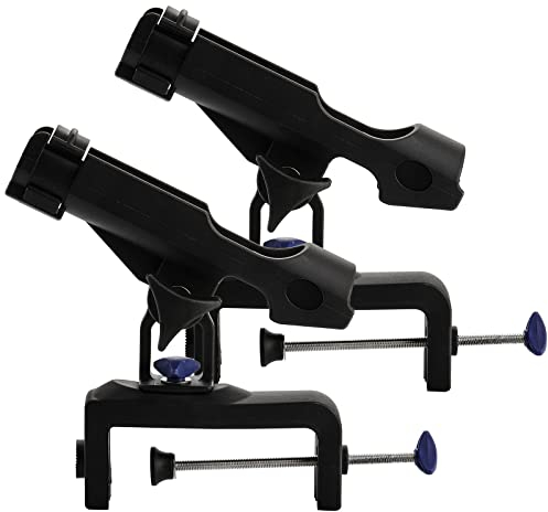 ZENFUN 2er Pack Angelrutenhalter, 360 Grad Drehung Verstellbare Power Lock Angelrutenhalter, Große Klemmöffnung Klapprutenhalter für Kanus, Kajaks, Einfache Installation, Bonusschrauben