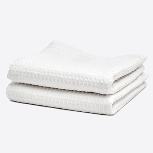 LA MALLORQUINA Set 2 Paños Cocina Nido Abeja - Waffle (050x070 cm - Blanco)