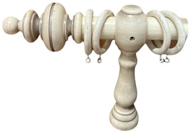 tendaggimania ® Gardinenstange aus Holz - Modell Sparta - Seilbewegung - Durchmesser 35 mm - personalisierbar (240 cm, Creme)