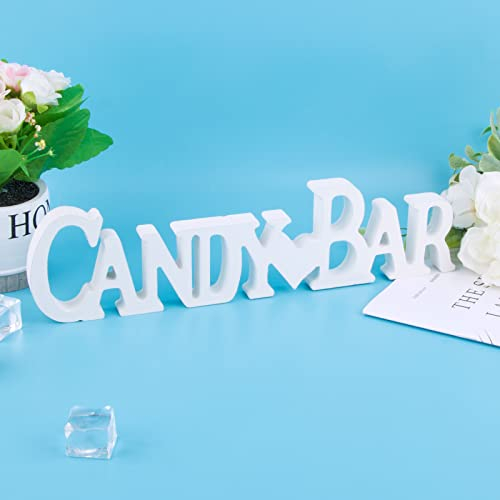 Candy Bar Deko Holz Weiß Candybar Schriftzug Holz Tisch Ornament Sweetsbar Tischdekoration für Hochzeit Geburtstag Candybar Party usw.