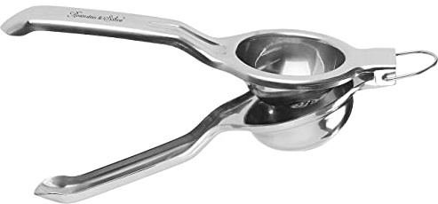 Rosenstein & Söhne Zitruspresse Metall: Manuelle Zitrus- und Saftpresse aus poliertem Edelstahl 304, Ø 7 cm (Saftpresse Hand, Metall, Salat)