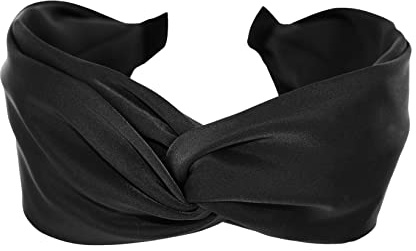 axy Breiter Haarreif mit raffinierten Knoten - Satin bezogen - Damen Haarreifen Stirnband Haarschmuck HRD3 (Schwarz)