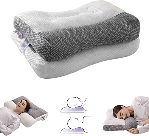FJAUOQ Oreiller Super Ergonomique Oreiller OrthopéDique Contour Oreiller Lit Grande Taille Oreiller Contour Cervical Oreiller Soutien du Cou pour Les Douleurs Au Cou Et Aux éPaules,Gris,48x74cm
