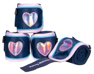 HKM Funny Horses Hearts Fleecebandagen Dunkelblau 150 cm