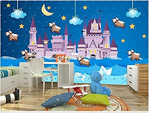 Papel pintado foto 3D Mural en la pared azul constelación Castillo niños habitación decoración papel pintado Decoración Fotomural Sala De Estar Pared Pintado Papel Tapiz No Tejido-430cm×300cm