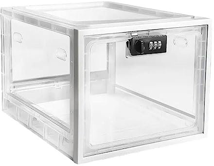 Generic Basic Lock Box, Storage Box, Lockable Storage Box Bin Organiser Box for Fridge Food Snacks Medicine Phone Home Safety, 303x236x193mm