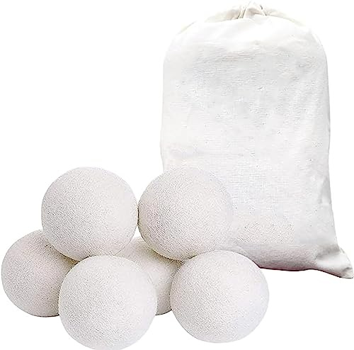 DoHTeck Laundry Drying Ball, 6 Pcs Upgraded 100% Wool, Reduce Clothes Wrinkles, Anti-Static, Reusable and Eco-Friendly, Save Time and Energy