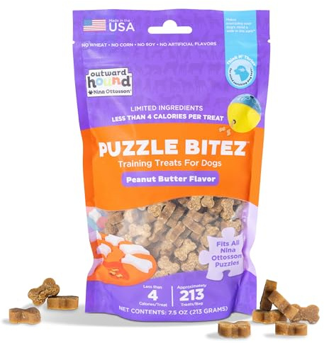 Outward Hound Nina Ottosson Puzzle Bitez Dog Treats, Peanut Butter, 7.5 oz