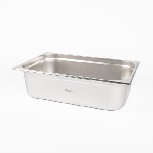 Baki Stainless Steel Gastronorm Container 1/1 Food Pan 65, 100, 150 mm Deep with & Without Lid (150mm Deep)