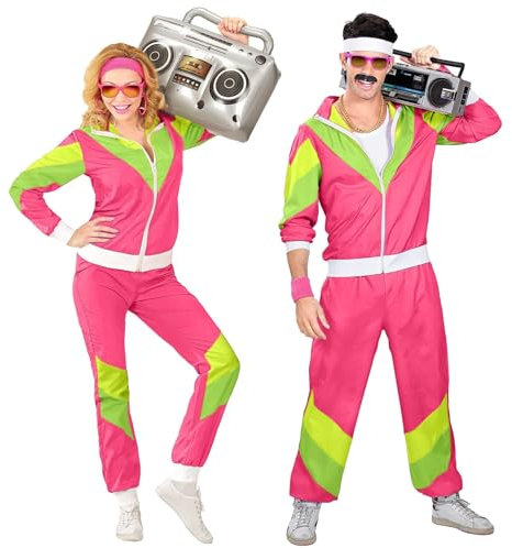 SHUAISHUAI Arbeitsoverall Damen Winter 80er-Jahre-Trainingsanzug für Erwachsene, Retro-Hip-Hop-Windjacke, Disco-Trainingsanzug-Set, Farbblock-Outfit-Set (Pink-1, M)