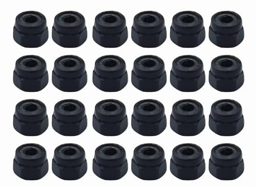 RACOFSB 24 Pcs Fingerboard Locknuts Professional Self Lock Nuts with Nylons Insert (Black)
