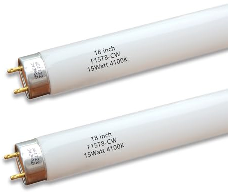 Flyercatch 2Pack F15W-T8-CW Cool White 15 Watt Fluorescent Bulb,18 inch F15T8/CW 4100K Linear Light,T8 Tube for Under Cabinet, Kitchen Sink RV (18'' MOL)