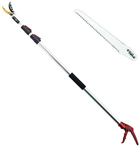 Heancare 4.6-10 Ft Tree Trimmers Long Handle Pruner with Long Reach Pole Saw, Extendable Tree Pruner Cut and Hold Pruning Trimmer, Telescoping Fruit Picker Pole Tools for Branches Bypass Lopper