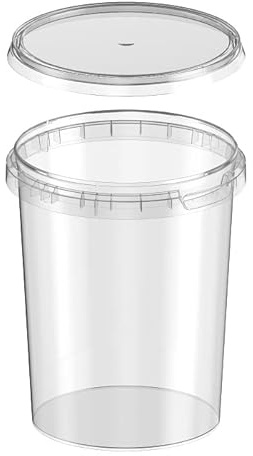 Intopack 240 x Kunststoffdose Plastikbecher mit Deckel 1000 ml (1 Liter), transparent, lebensmittelecht, BPA-frei, wiederverwendbar, recyclbar