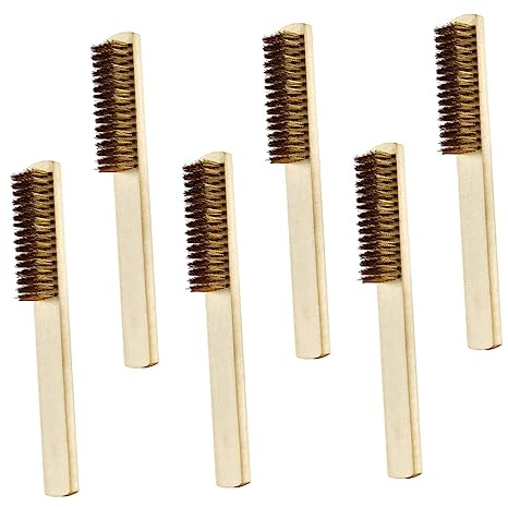 JECOMPRIS Spazzole in Filo di Rame Set 6 Pezzi Manico in Legno per Rimozione Trucioli e Pulizia Polvere Texture Confortevole per Industria e Artigianato