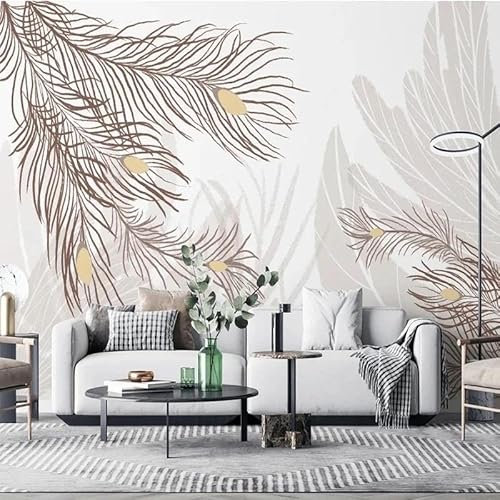 TANYANG Papier Peint Photo Personnalisé Vintage Marron Doux Plumage Peintures Murales Salon Tv Canapé Chambre Étude Fond Décor À La Maison Papier Peint 3 D Fresque 150Cm(W)×105Cm(H)