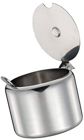 Zuccheriera in acciaio inox per condimenti, condimenti, contenitore per zucchero con cucchiaio, colore argento, 285 ml, portatile e utile elaborato