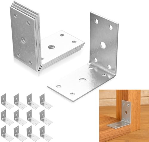12 Pcs Metal Angle, Heavy Duty Corner Connectors for Wood, Right Angle L for Timber, L Shaped for Fixing Joining Furniture Shelves, 2.6x2.6x1.5