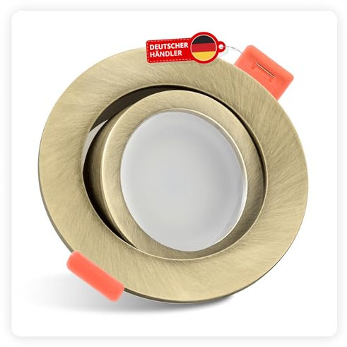 luxvenum LED Einbaustrahler 230V 7W - 1x dimmbare LED Deckenleuchte extra flach nur 25mm, 120° Abstrahlwinkel, 90 CRI Farbwiedergabe, Deckenspots für Flur, Wohnzimmer, Küche, Farbe Bronze, 2700K