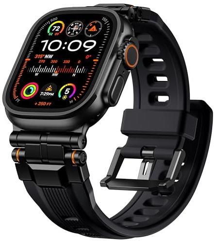 Bandletic Compatible con Correa Apple Watch Ultra 2/Ultra, Correa Deportiva Transpirable con Conector Metálico para iWatch Ultra 2/Ultra 49mm, Series 10 46mm, 9/8/7 45mm, SE/6/5/4 44mm, 3/2/1 42mm