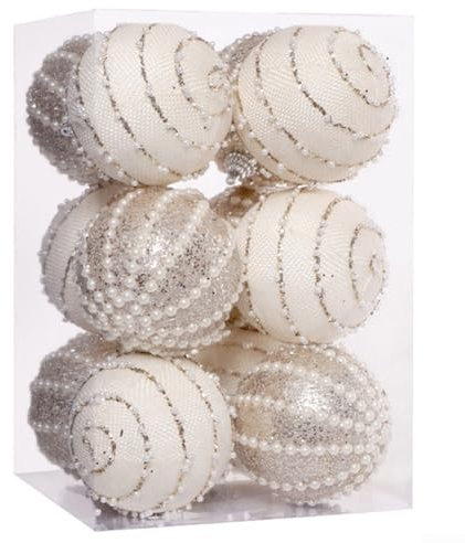 Wiederverwendbare Weihnachtsbaumkugel-Ornamente, luxuriöse Schaumstoff-Dekoration für Hochzeiten, Jubiläen und festliche Zusammenkünfte (weiß)