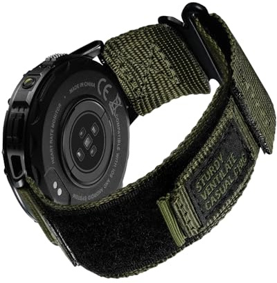 Megalith 22 mm nylonarmband för män ersättning: Kardborreband med snabbkoppling kompatibel med smartwatch och armbandsur – sport justerbart klockarmband grönt, Default