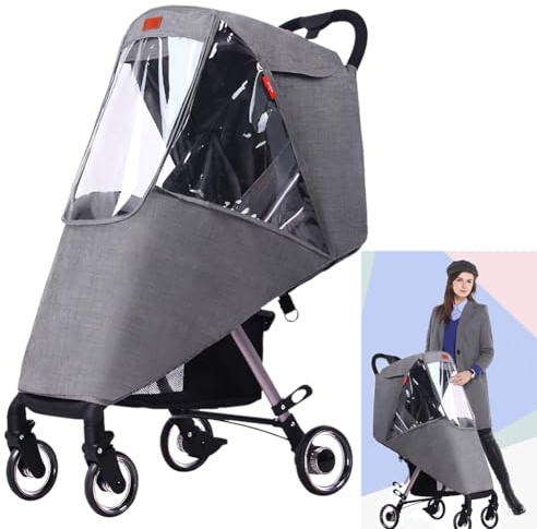 Pushchair Rain Cover Universal Baby Stroller Rain Cover Waterproof Baby Pram Buggy Rain Cover Windproof Baby Travel Weather Shield Raincoat Rainproof Carrycot Rain Shield With Canopy Window And Zipper