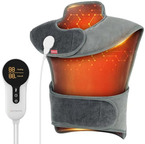 Comfytemp Infrarouge Lointaine Coussin Chauffant pour le Cou, le Epaules, le Haut du Dos, 2.5lb Couverture Chauffante 57x50cm, Chauffage Rapide avec 6 Niveaux de Chaleur et Arrêt Automatique, Lavable
