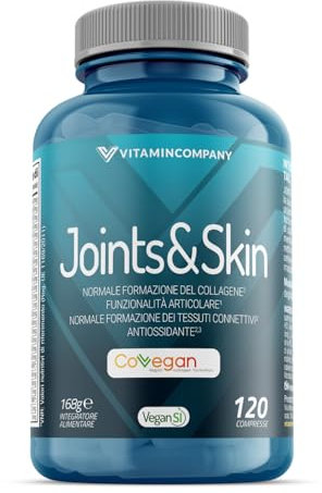 VitaminCompany - Joint & Skin - Supporto Pelle ed Articolazioni, con Vitamine, Minerali ed Estratti Vegetali, 120 Compresse