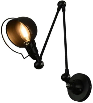 AoLa Lange Arm Wandleuchte Verstellbar Vintage Wandlampe Innen Retro Industrial Schwenkarm Nachttischlampe E27 Wohnzimmer Wand-Leselampen für Schlafzimmer Arbeitszimmer Arbeit Arbeitszimmer