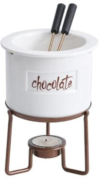 Juego de 6 piezas para hacer fondue de chocolate con olla de cerámica, velas y estante de hierro para suministros de fiesta en casa