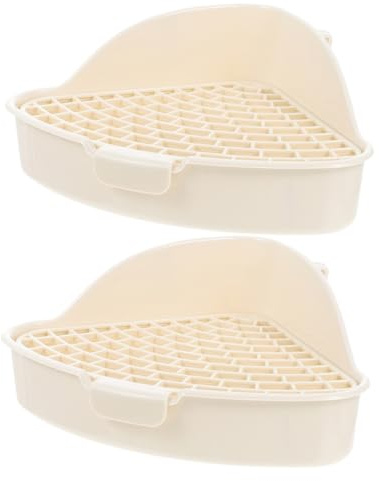 POPETPOP Bac à Litière pour Lapin et Petits Animaux Lot de 2 Grand Bac Étanche Grilles Amovibles Toilettes d'apprentissage pour Rongeurs pour Cochon d'Inde et Hamster