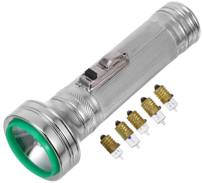 DOITOOL Torcia Elettrica Leggera e Resistente in Ferro Argento Stile Anni 80 Vintage con Luce Rossa Notturna Portatile per Fotografia e Spettacoli