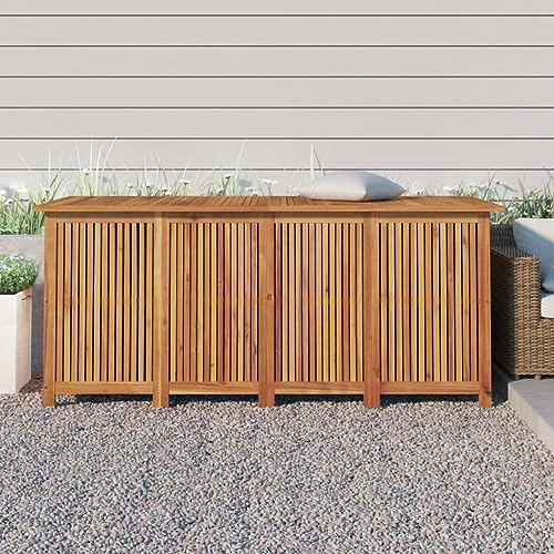 IKAYAA Gartenbox Wasserdicht XXL Akazien-Massivholz Auflagenbox Wetterfest Kissenbox Werkzeugkasten Gerätebox Gartentruhe Holz 175 x 80 x 75 cm