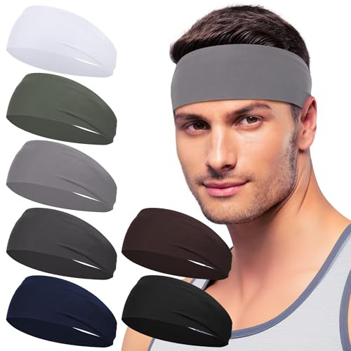7 Pack Headbands for Men, Sweat Band Non Slip Elastic Sports Hairband | Quick Dry, Skin-Friendly, Multi-Use, Lightweight,Unisex Fit, Ideal for Yoga, Running, Gym, Outdoor Work, Cycling Training