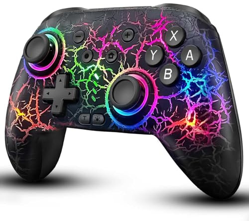 ZRZLMVP Wireless Switch Pro Controller für Switch 1/Switch 2/Oled/Lite | 1000 mAh Wiederaufladbar Wireless Switch Controllers mit 9 RGB, Programmierbar, 6-Achsen Gyroskop, Wake Up, Turbo, Vibration