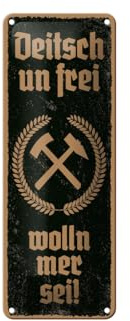 Ontrada Blechschild 27x10cm gewölbt Deitsch un frei wolln mer sei Hammer Sichel Deko Geschenk Schild