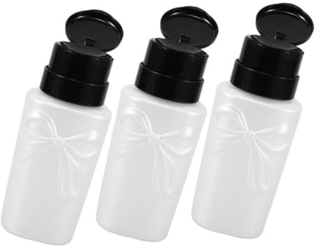 Homoyoyo 3pcs Press down Pump Dispenser Bottle for Nail Polish Remover Lockable Beauty Tool Refillable Plastic Leakproof Design