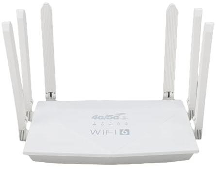 Annadue Router WiFi 6 4G LTE, Router Internet Wireless con velocità 150Mbps, Connessione 32 Dispositivi, Copertura 300㎡, Design a 6 Antenne, Slot per Scheda SIM, Configurazione Semplice