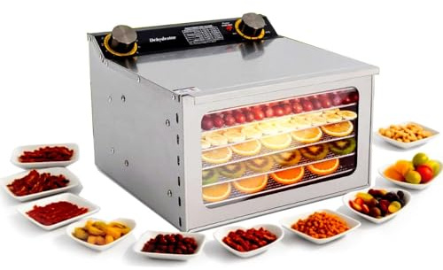 EPIKNOWEE Déshydrateur Alimentaire Professionnel et Sèche-Électrique pour Cuisine Maison, Plateaux Acier Inox, Température Réglable (86-194°F) pour Jerky de Bœuf, Fruits, Herbes(6-Tray)