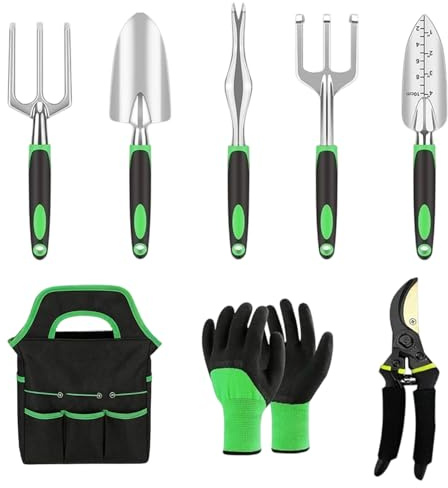 Tyinerc Outil de jardinage pour femme, outil de jardin antidérapant en acier inoxydable, kit d'outils à main pour parterres et | Pour le jardinage intérieur et extérieur, creuser, désherber, ameublir