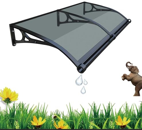Pensilina trasparente Garden da Esterno per Finestra【Gguwug Pensilina Tettoia60x90cm】grandine e intemperie, tettoia per esterno in pvc ideale per porte d’ingresso, finestre, balconi o vetrate