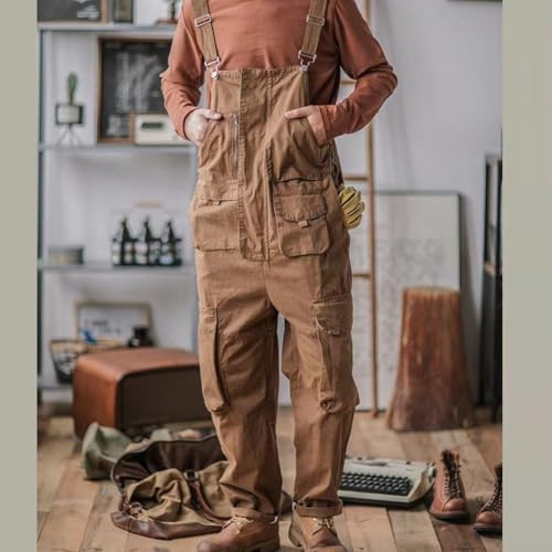 Wablissia Overol vintage con peto para hombre, ajuste holgado, pantalones de trabajo holgados, con tirantes, estilo retro lavado, casual, longitud completa, talla grande, pintor