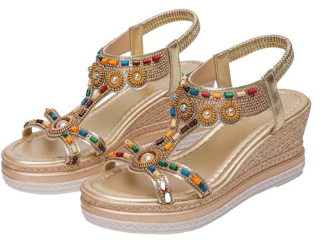 Générique Sandales Compensées Femme Été - Espadrilles Femme Confortable Compensé Sandale Bout Fermé Talon Et Nu-Pieds Sandalette Orthopedique Heels Escarpins Bride Cheville Chaussures Femmes Talon