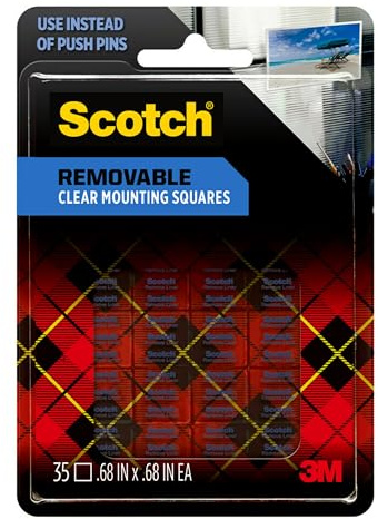 Scotch MMM859 Quadratini Biadesivi Removibili in Gomma per Attaccare Oggetti Leggeri, 35 Pezzi