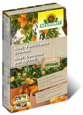 Neudorff Azet Fertilizante Cítricos – Fertilizante orgánico de liberación lenta con micorrizas para frutas sabrosas como limones u naranjas, 1 kg